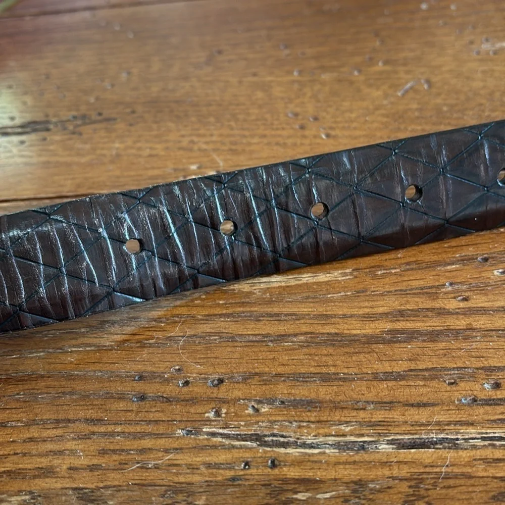 Johnston & Murphy Brown Italian Calfskin Belt Men’s Two Tone Metal 7302 Size 38